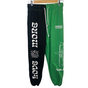 CHNGE Mindfullness Sweatpants Small Joggers Colorblock Organic Cotton Blk Green